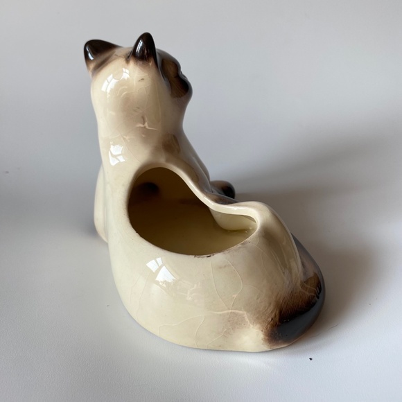 Vintage CERAMIC SIAMESE CAT Figural Indoor Planter - Picture 3 of 9